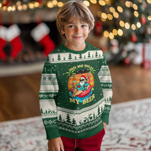 Santa Beer Xmas Ugly Christmas Sweater Ho Ho Ho My Beer TS14 Forest Green Beige Print Your Wear