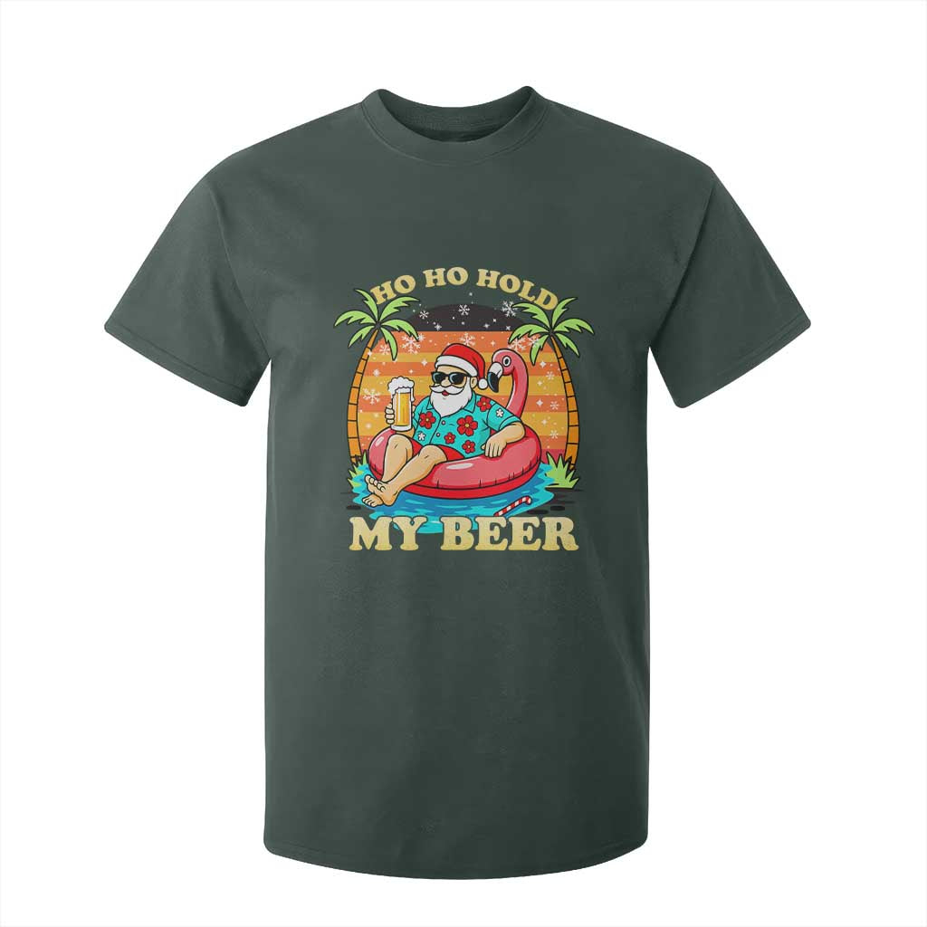 Santa Beer Christmas T Shirt For Kid Ho Ho Ho My Beer TS14 Dark Forest Green Print Your Wear