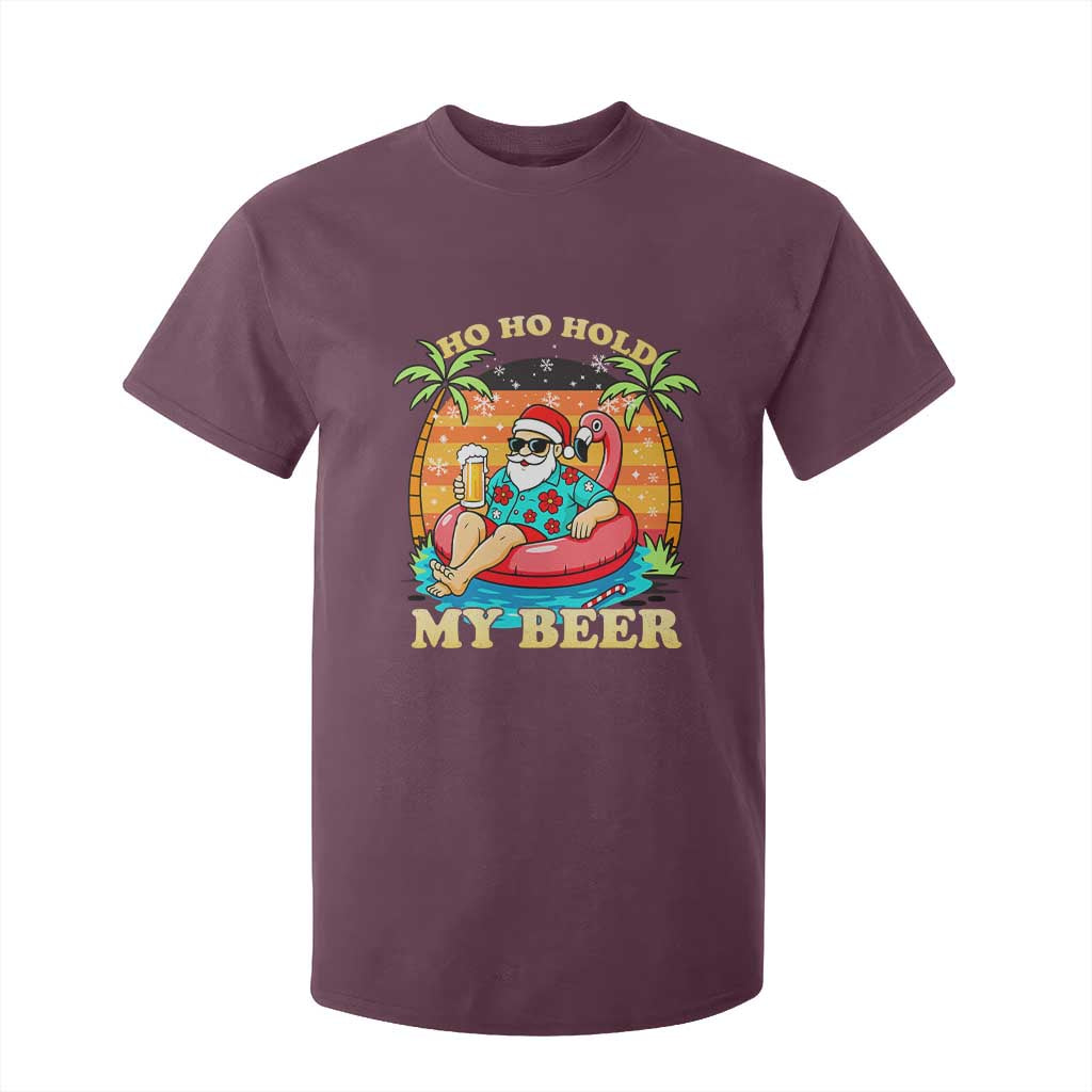Santa Beer Christmas T Shirt For Kid Ho Ho Ho My Beer TS14 Maroon Print Your Wear