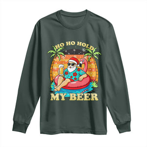 Santa Beer Christmas Long Sleeve Shirt Ho Ho Ho My Beer TS14 Dark Forest Green Print Your Wear
