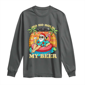 Santa Beer Christmas Long Sleeve Shirt Ho Ho Ho My Beer TS14 Dark Heather Print Your Wear