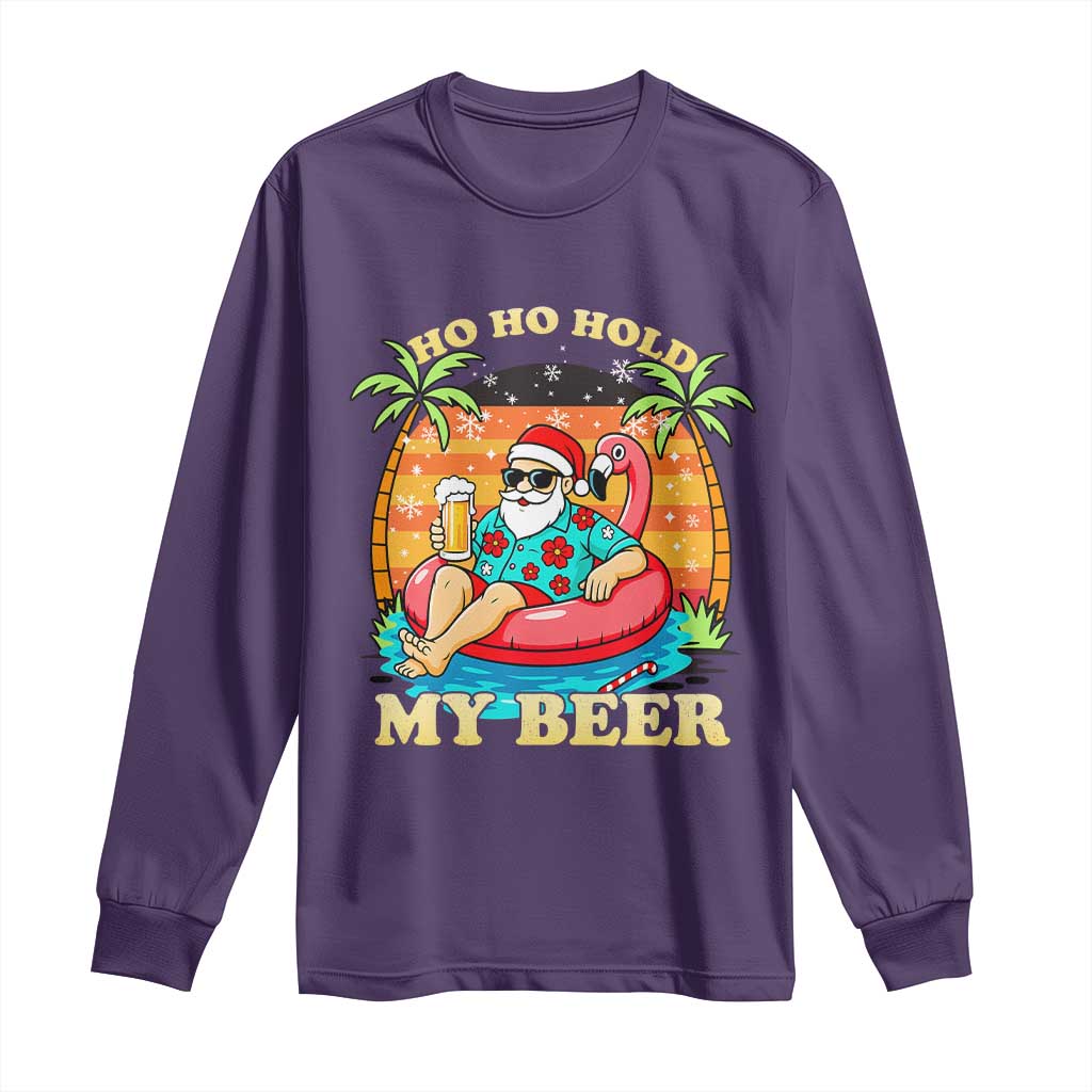 Santa Beer Christmas Long Sleeve Shirt Ho Ho Ho My Beer TS14 Purple Print Your Wear