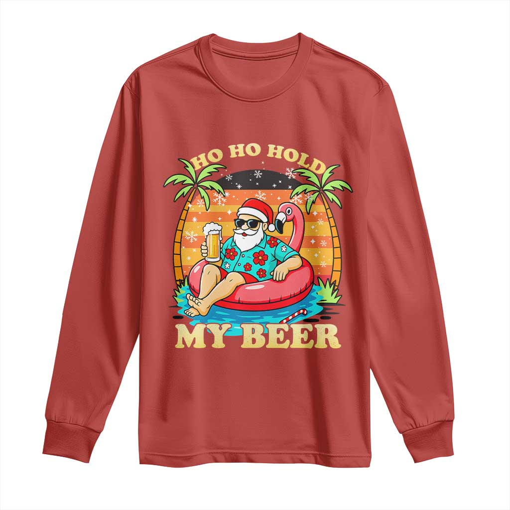 Santa Beer Christmas Long Sleeve Shirt Ho Ho Ho My Beer TS14 Red Print Your Wear