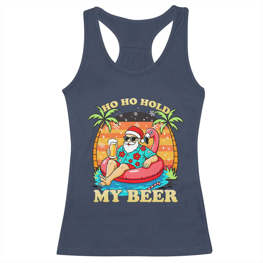 Santa Beer Christmas Racerback Tank Top Ho Ho Ho My Beer TS14 Navy Print Your Wear
