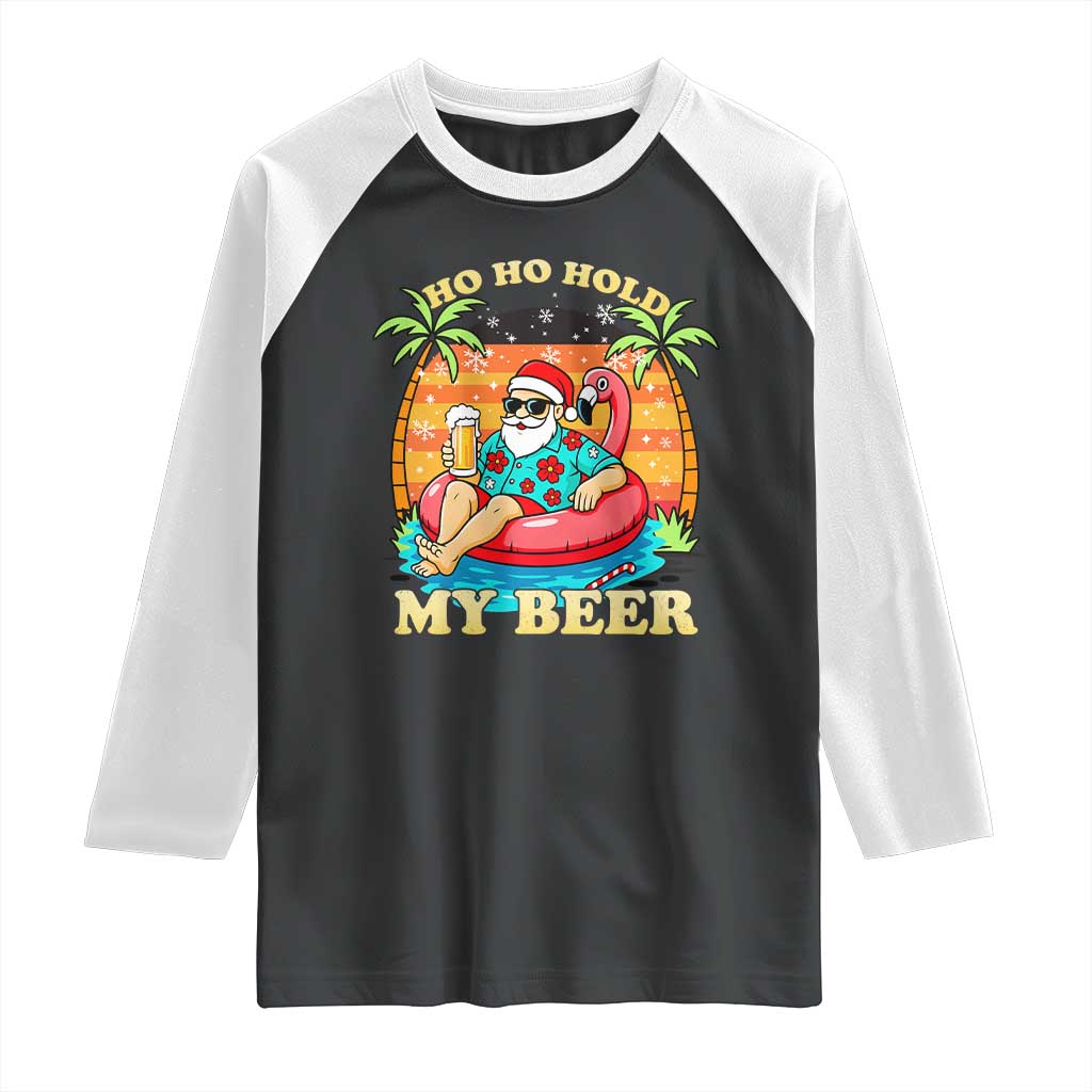 Santa Beer Christmas Raglan Shirt Ho Ho Ho My Beer TS14 Black White Print Your Wear