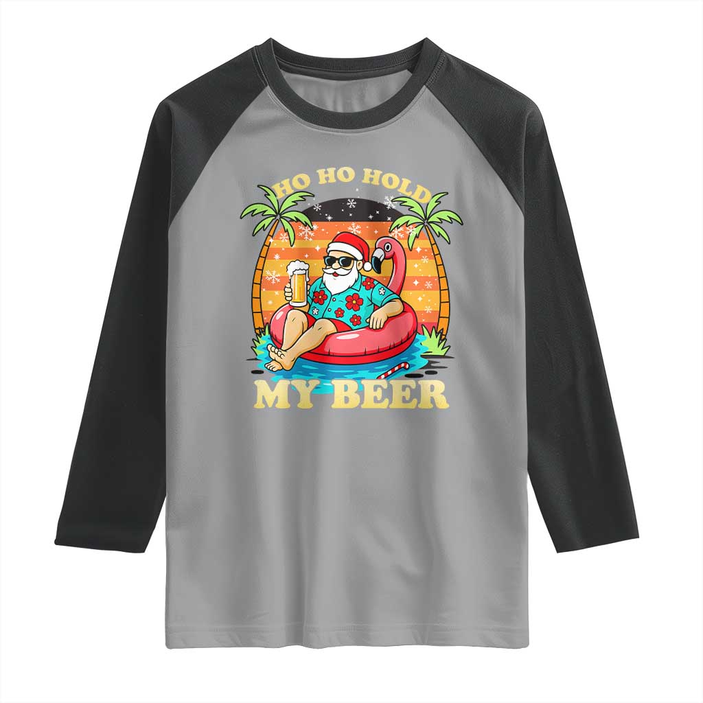 Santa Beer Christmas Raglan Shirt Ho Ho Ho My Beer TS14 Sport Gray Black Print Your Wear