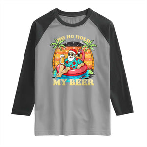 Santa Beer Christmas Raglan Shirt Ho Ho Ho My Beer TS14 Sport Gray Black Print Your Wear