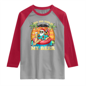 Santa Beer Christmas Raglan Shirt Ho Ho Ho My Beer TS14 Sport Gray Red Print Your Wear