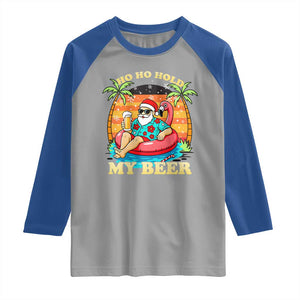 Santa Beer Christmas Raglan Shirt Ho Ho Ho My Beer TS14 Sport Gray Royal Print Your Wear