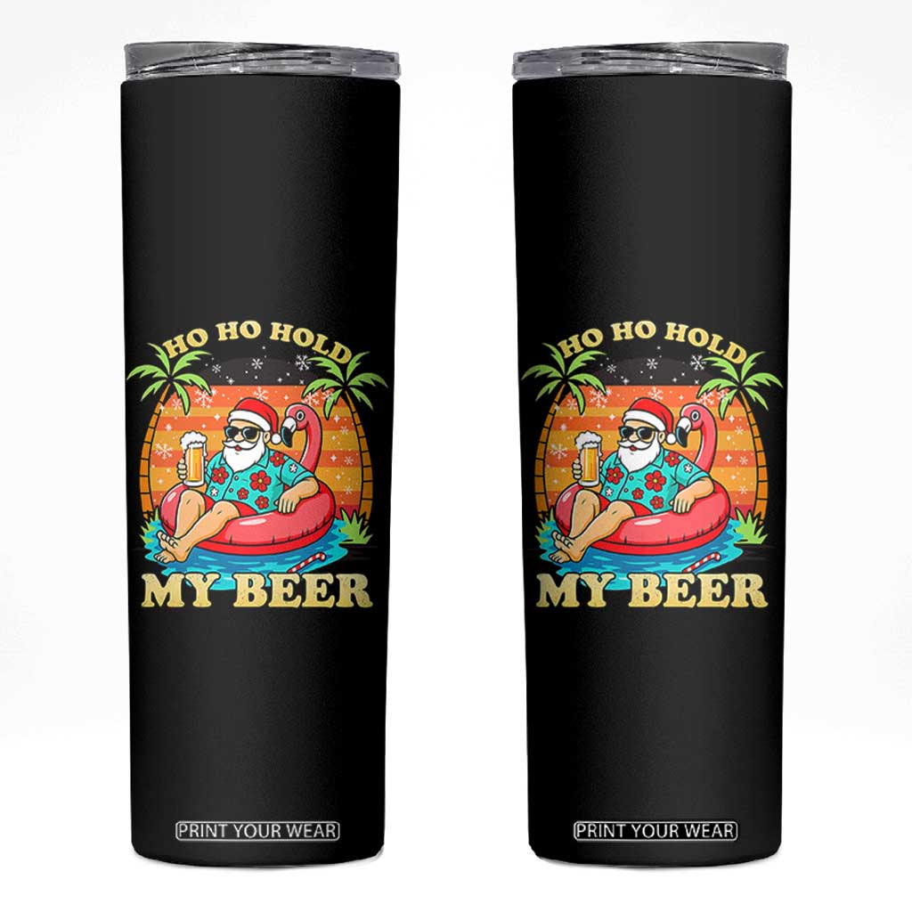 Santa Beer Christmas Skinny Tumbler Ho Ho Ho My Beer TS14 Black Print Your Wear
