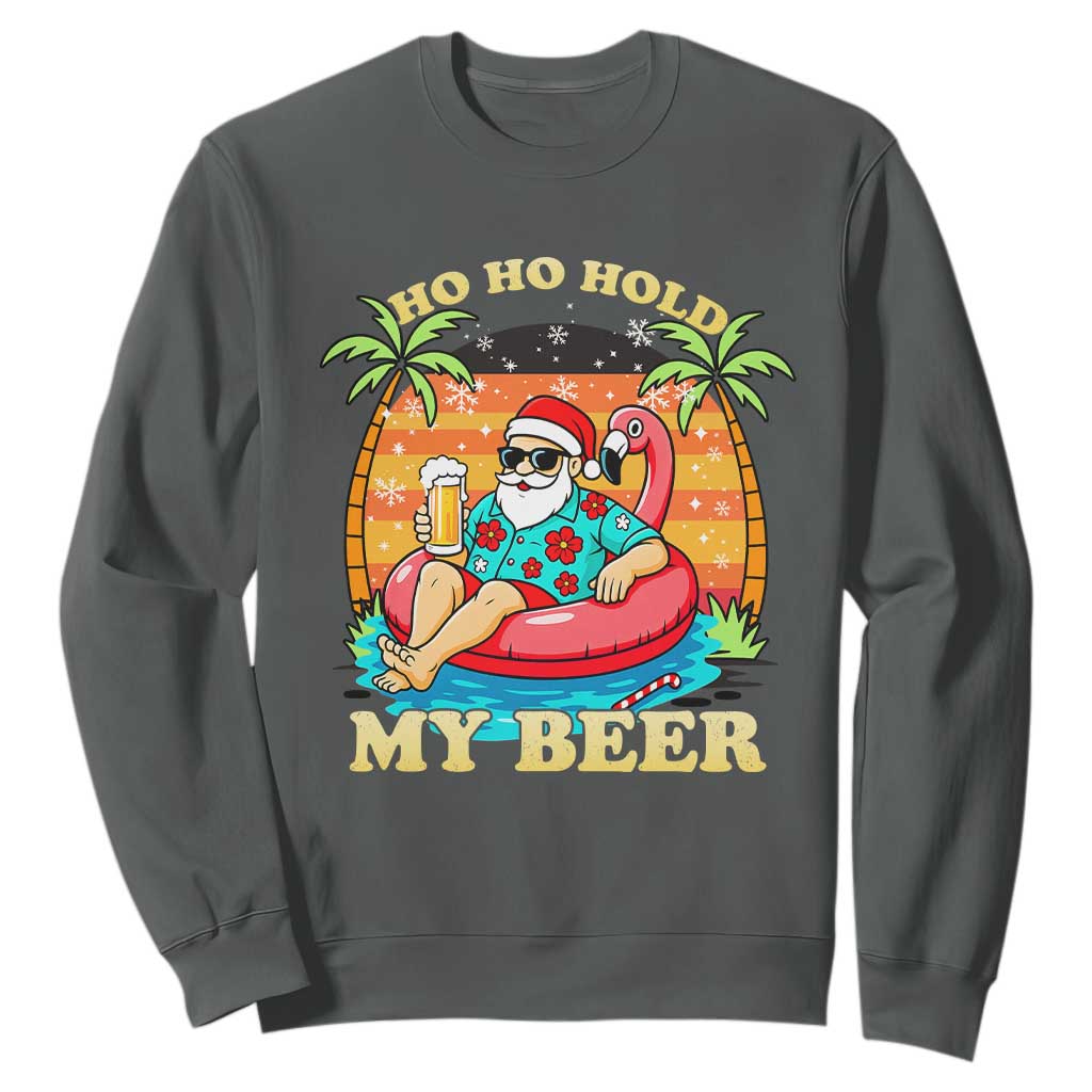 Santa Beer Christmas Sweatshirt Ho Ho Ho My Beer TS14 Dark Heather Print Your Wear