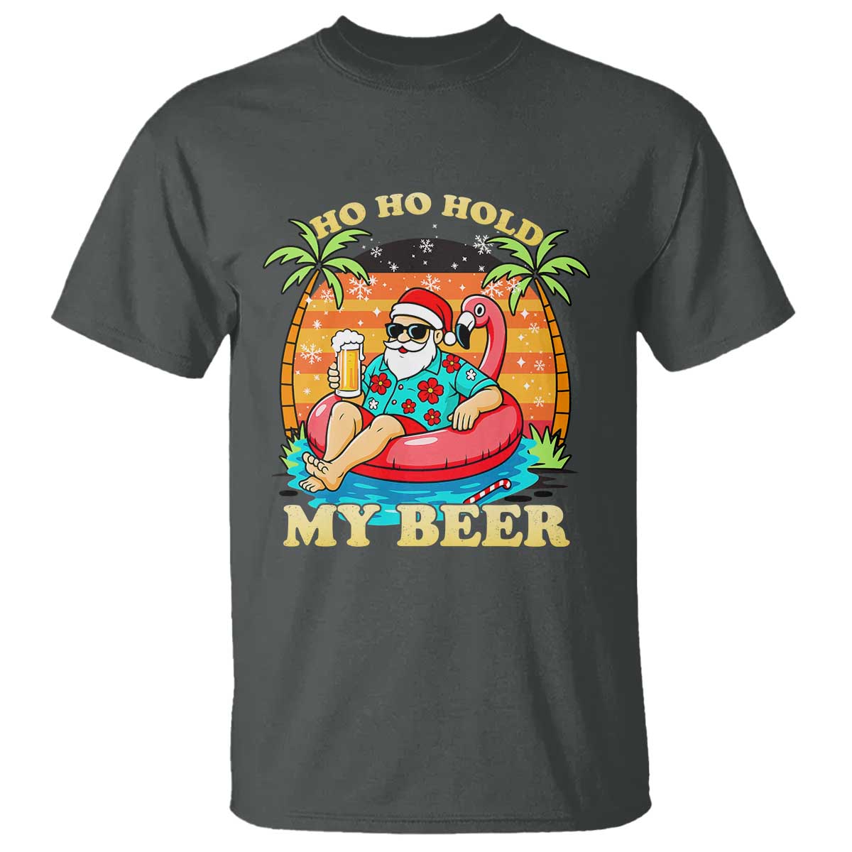 Santa Beer Christmas T Shirt Ho Ho Ho My Beer TS14 Dark Heather Print Your Wear
