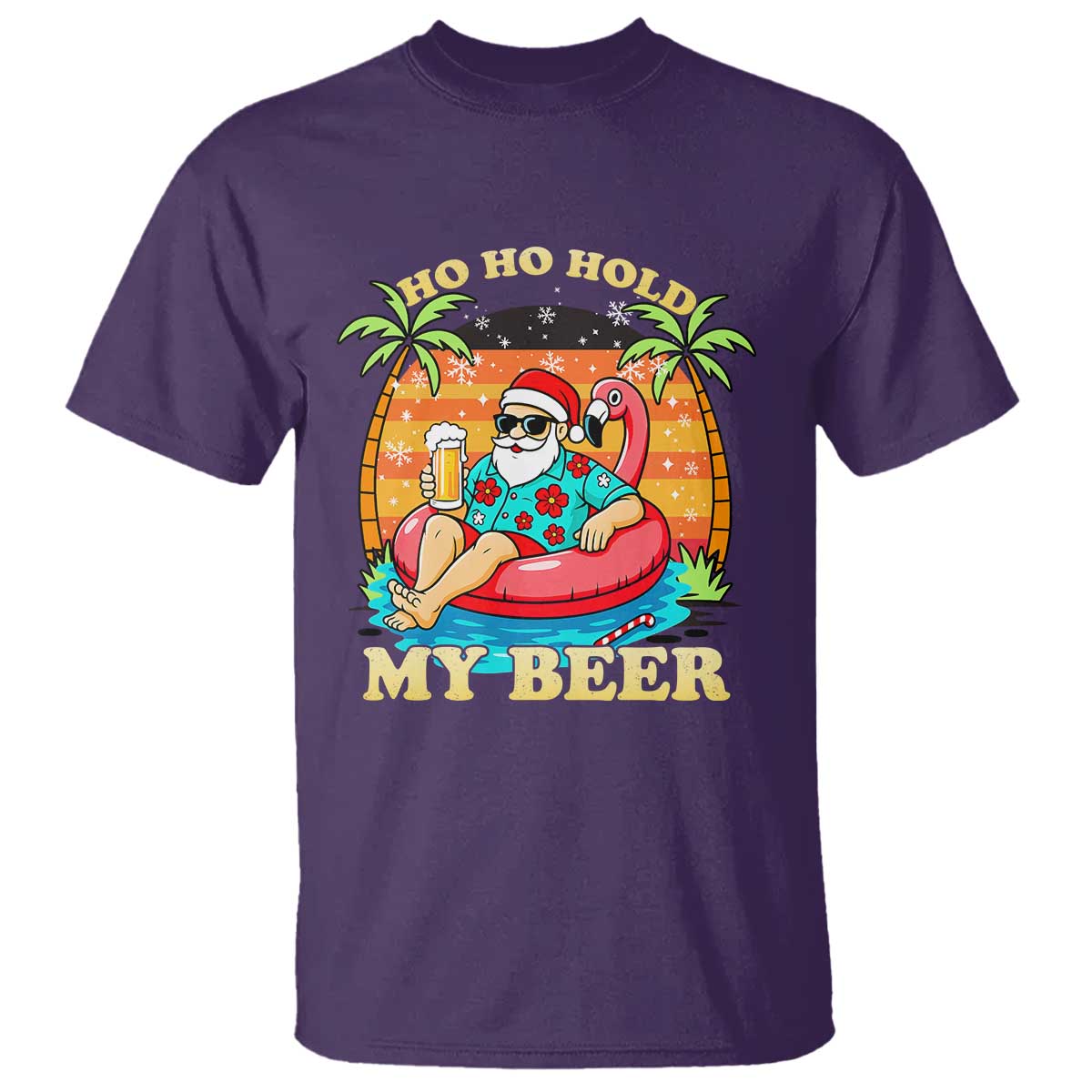 Santa Beer Christmas T Shirt Ho Ho Ho My Beer TS14 Purple Print Your Wear