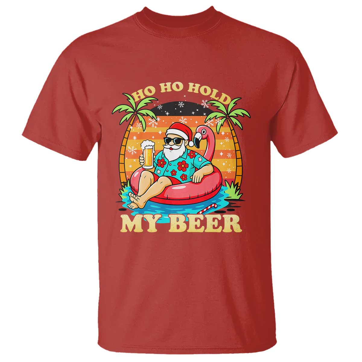 Santa Beer Christmas T Shirt Ho Ho Ho My Beer TS14 Red Print Your Wear