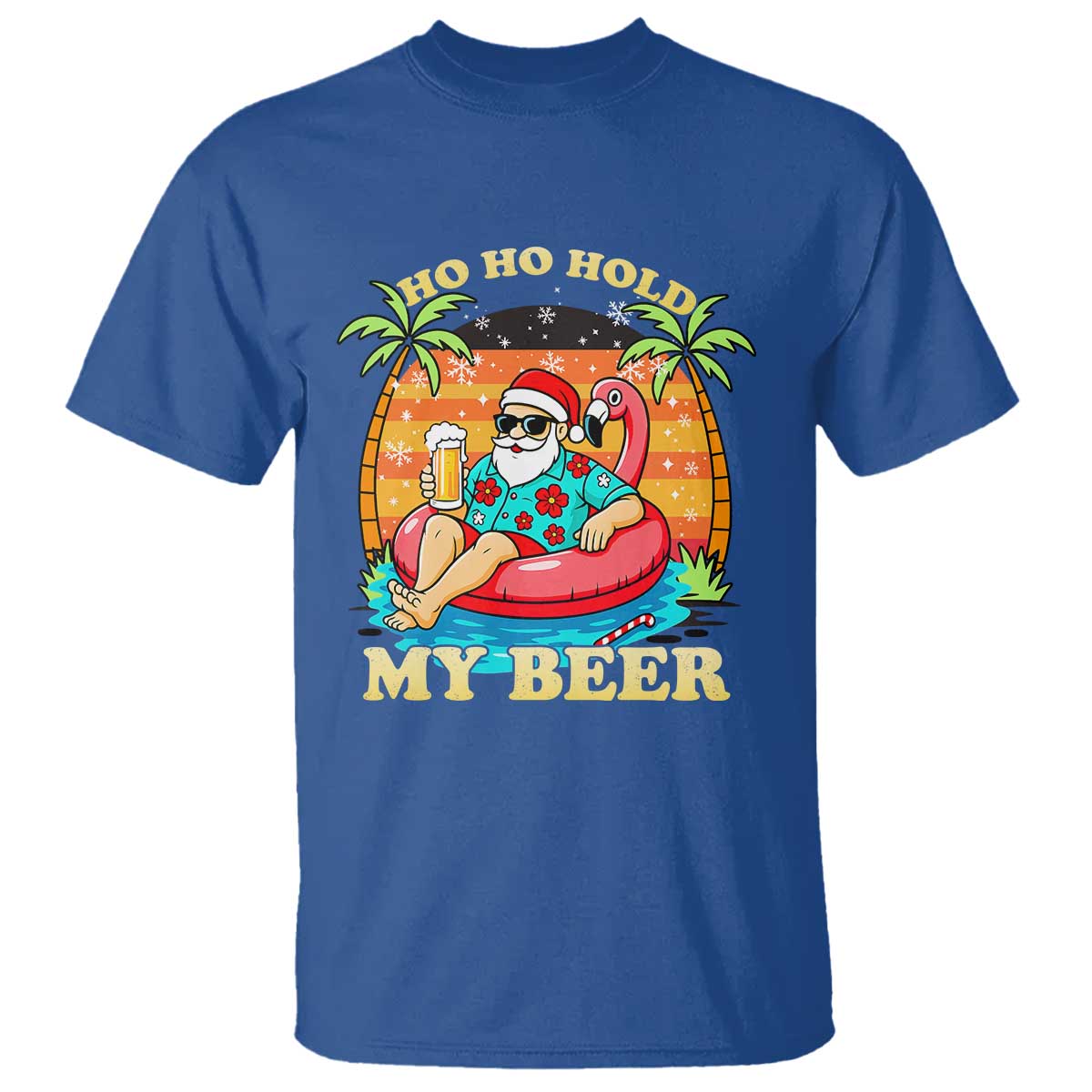 Santa Beer Christmas T Shirt Ho Ho Ho My Beer TS14 Royal Blue Print Your Wear
