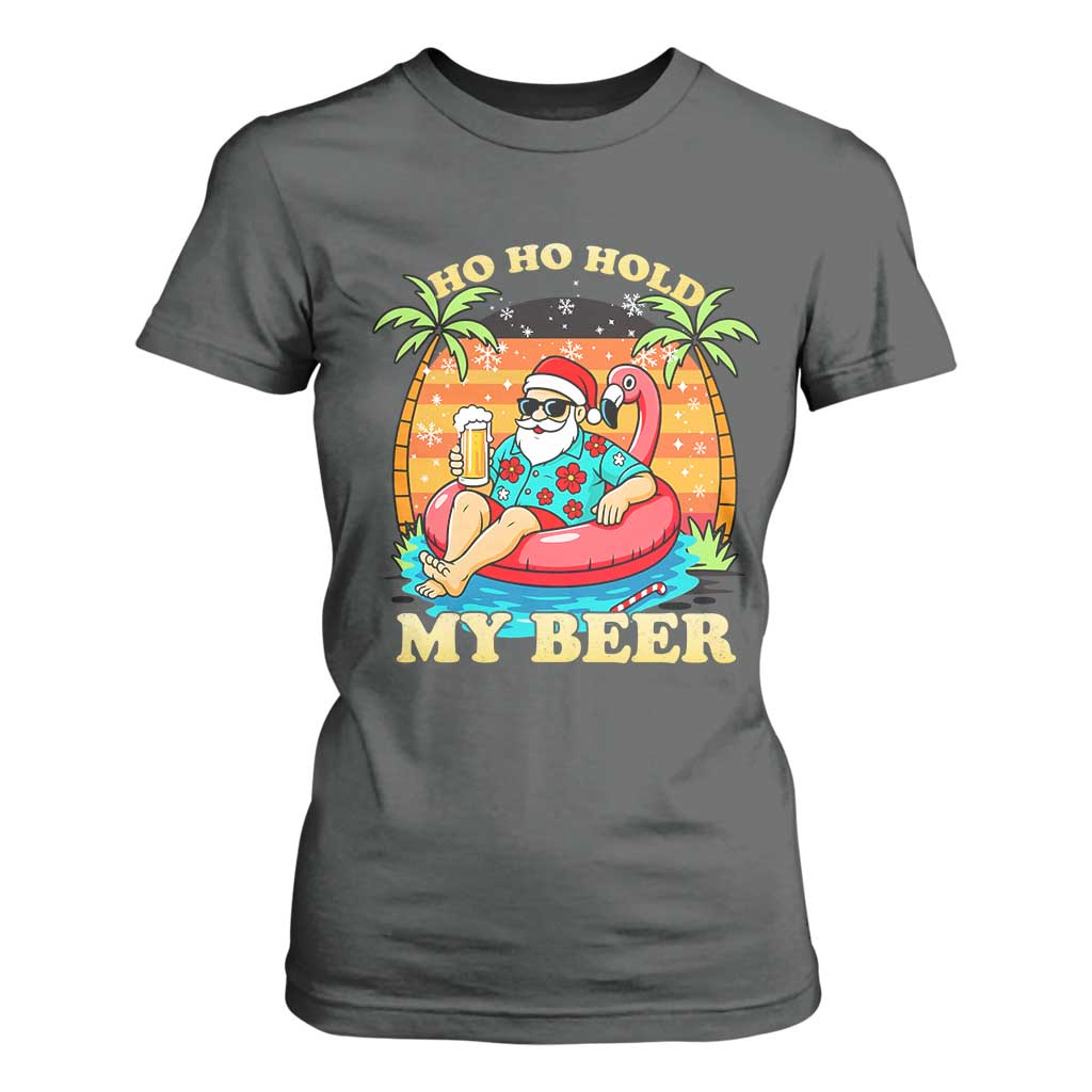 Santa Beer Christmas T Shirt For Women Ho Ho Ho My Beer TS14 Dark Heather Print Your Wear