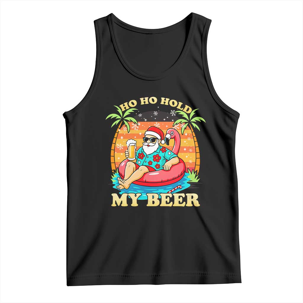Santa Beer Christmas Tank Top Ho Ho Ho My Beer TS14 Black Print Your Wear