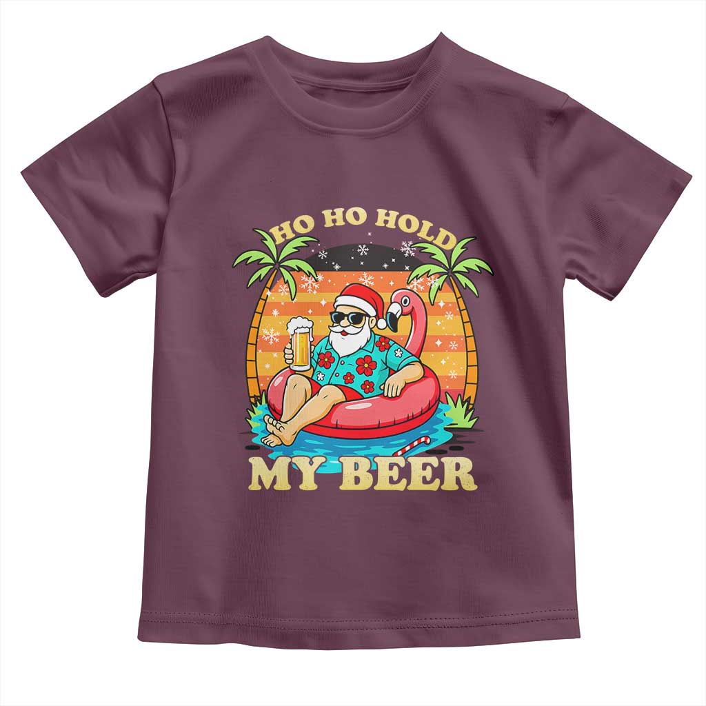 Santa Beer Christmas Toddler T Shirt Ho Ho Ho My Beer TS14 Maroon Print Your Wear