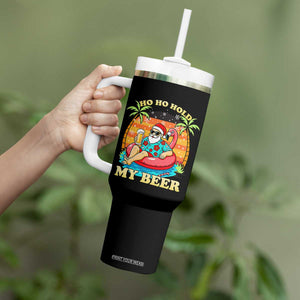 Santa Beer Christmas Tumbler With Handle Ho Ho Ho My Beer TS14 Print Your Wear