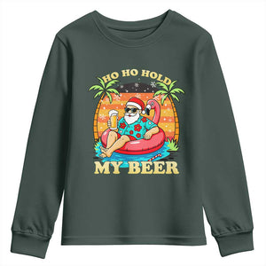 Santa Beer Christmas Youth Sweatshirt Ho Ho Ho My Beer TS14 Dark Forest Green Print Your Wear