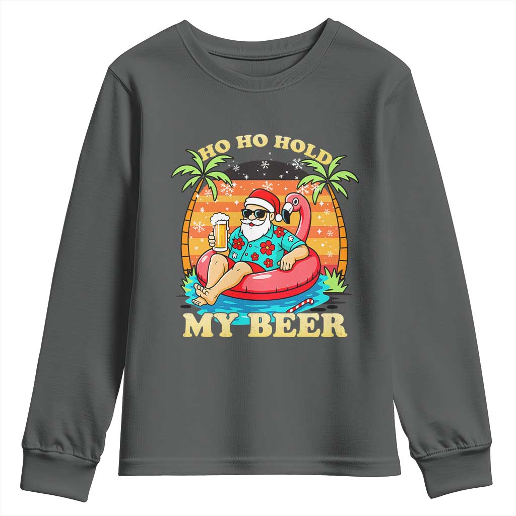 Santa Beer Christmas Youth Sweatshirt Ho Ho Ho My Beer TS14 Dark Heather Print Your Wear