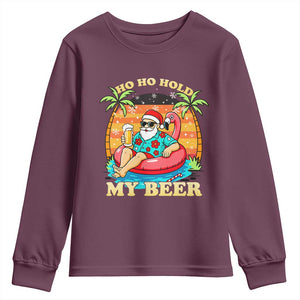 Santa Beer Christmas Youth Sweatshirt Ho Ho Ho My Beer TS14 Maroon Print Your Wear