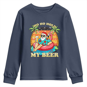 Santa Beer Christmas Youth Sweatshirt Ho Ho Ho My Beer TS14 Navy Print Your Wear