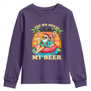 Santa Beer Christmas Youth Sweatshirt Ho Ho Ho My Beer TS14 Purple Print Your Wear