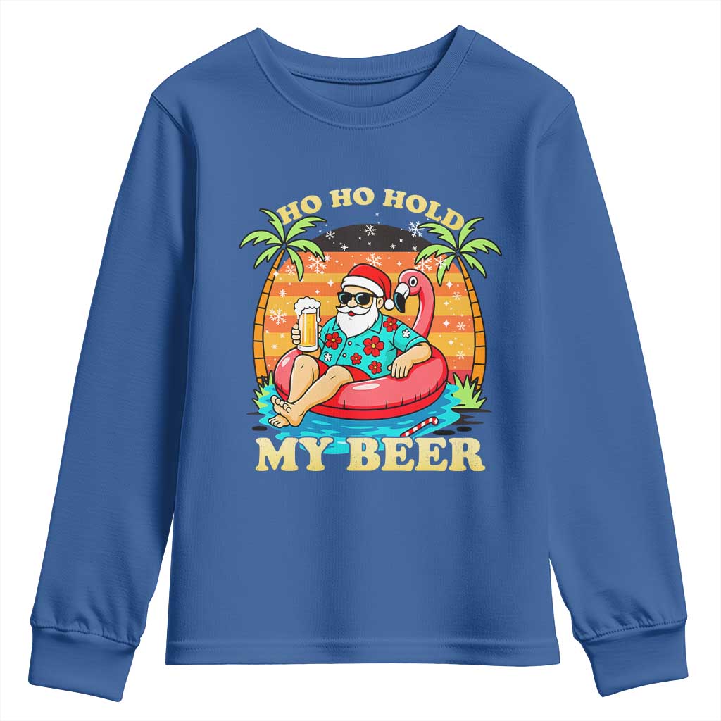 Santa Beer Christmas Youth Sweatshirt Ho Ho Ho My Beer TS14 Royal Blue Print Your Wear
