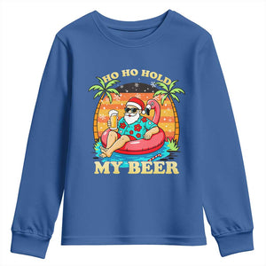 Santa Beer Christmas Youth Sweatshirt Ho Ho Ho My Beer TS14 Royal Blue Print Your Wear