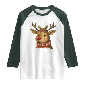 Reindeer Christmas Meme Raglan Shirt Nothing For You Whore TS14 White Dark Forest Green Print Your Wear