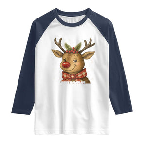 Reindeer Christmas Meme Raglan Shirt Nothing For You Whore TS14 White Navy Print Your Wear