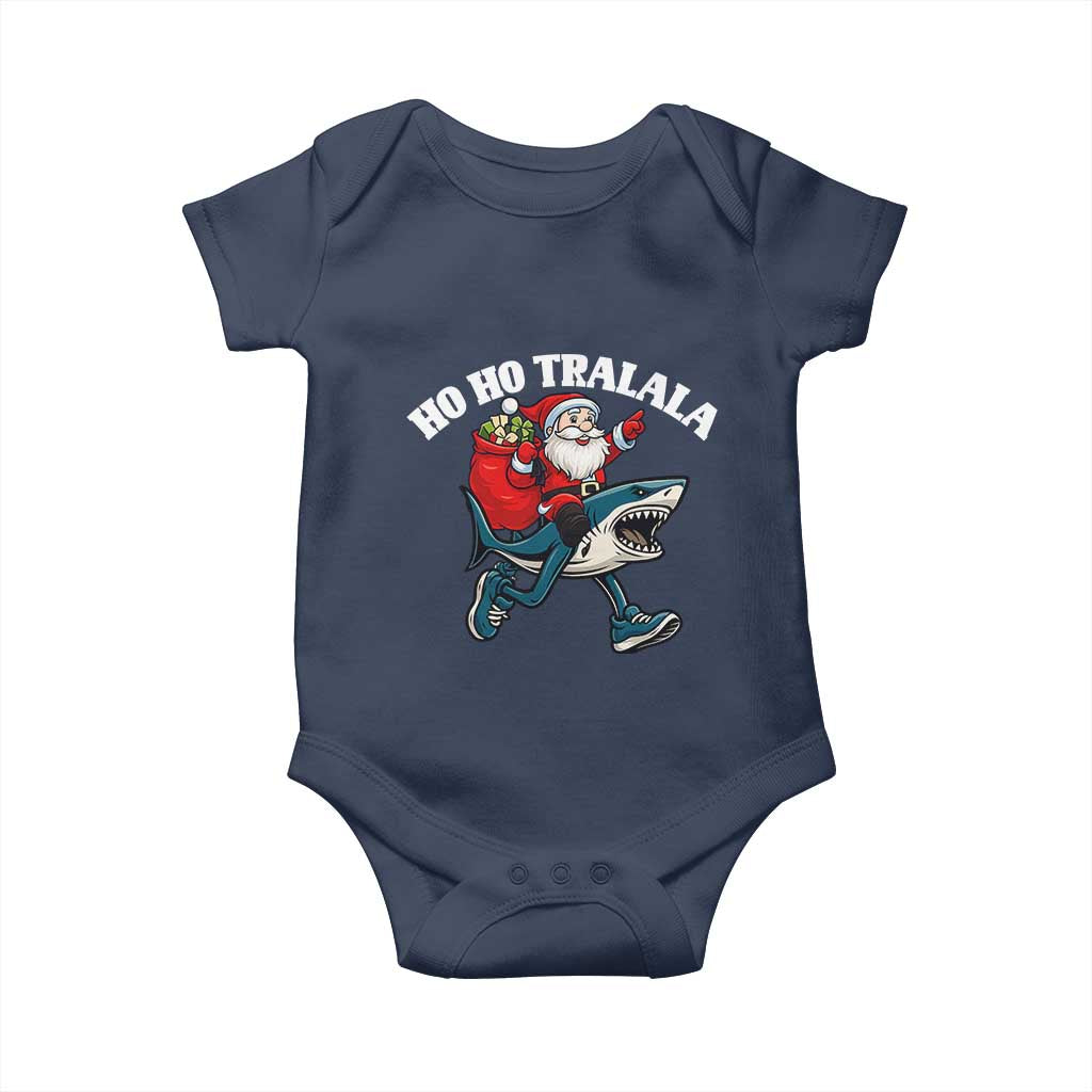 Tralalero Tralala Christmas Meme Baby Onesie Santa Xmas Ho Ho Ho TS14 Navy Print Your Wear