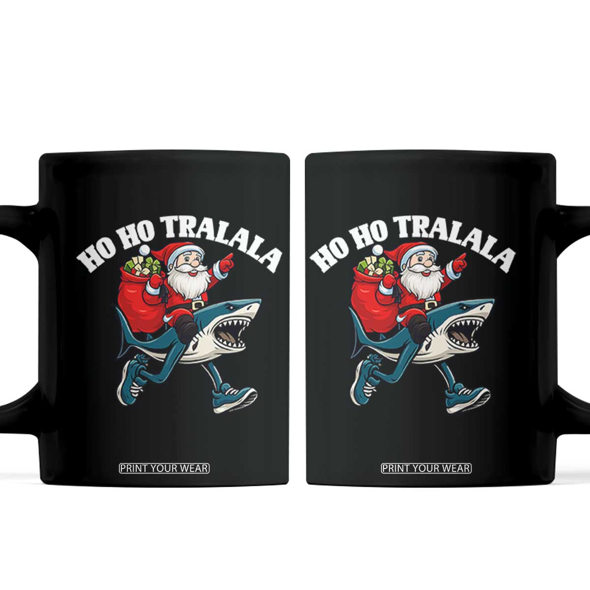 Tralalero Tralala Christmas Meme Coffee Mug Santa Xmas Ho Ho Ho TS14 Black Print Your Wear