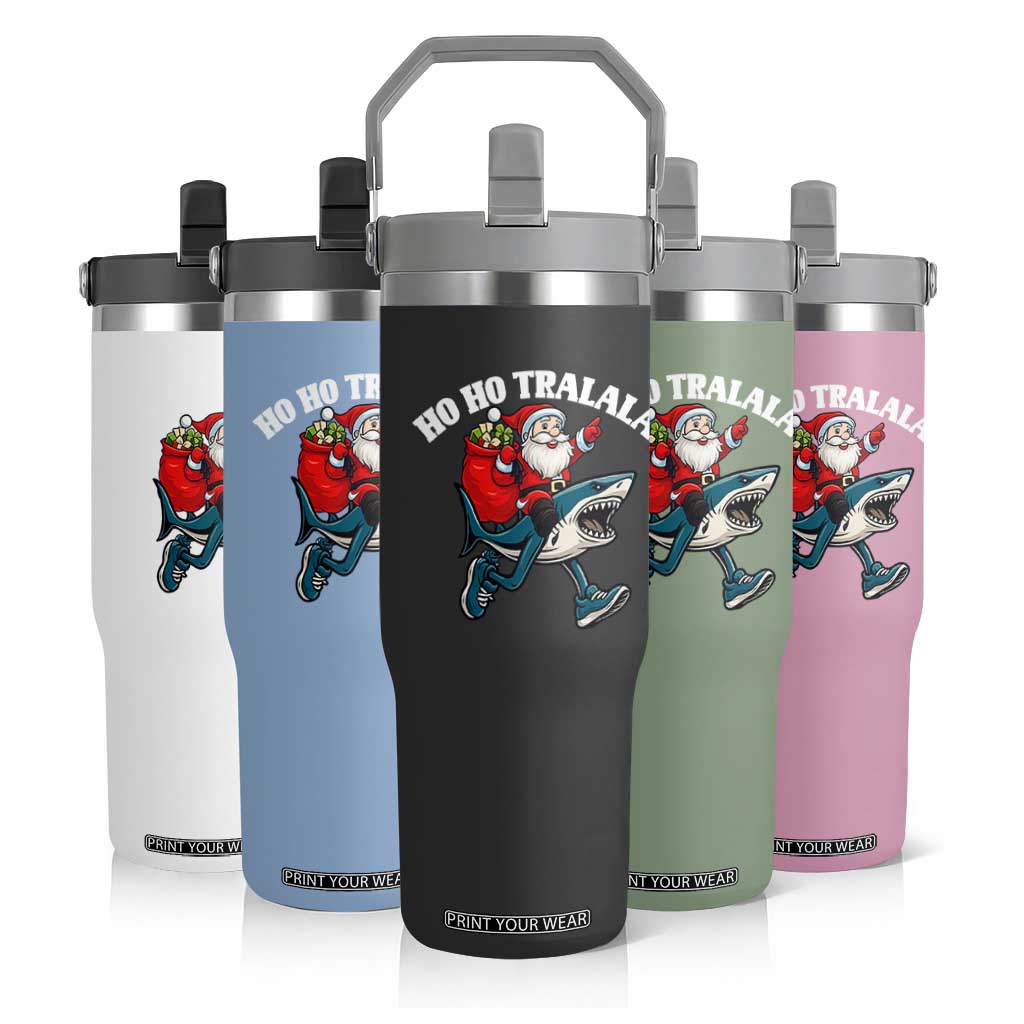 Tralalero Tralala Christmas Meme Flip Straw Tumbler Santa Xmas Ho Ho Ho TS14 Print Your Wear