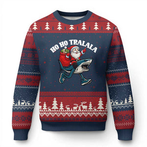 Tralalero Tralala Xmas Meme Ugly Christmas Sweater Santa Xmas Ho Ho Ho TS14 Navy Red Print Your Wear