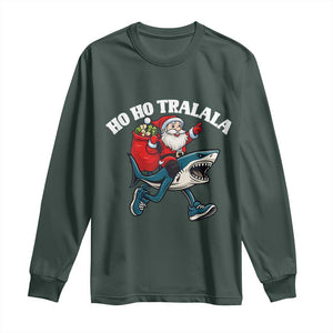 Tralalero Tralala Christmas Meme Long Sleeve Shirt Santa Xmas Ho Ho Ho TS14 Dark Forest Green Print Your Wear