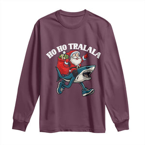 Tralalero Tralala Christmas Meme Long Sleeve Shirt Santa Xmas Ho Ho Ho TS14 Maroon Print Your Wear