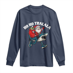 Tralalero Tralala Christmas Meme Long Sleeve Shirt Santa Xmas Ho Ho Ho TS14 Navy Print Your Wear