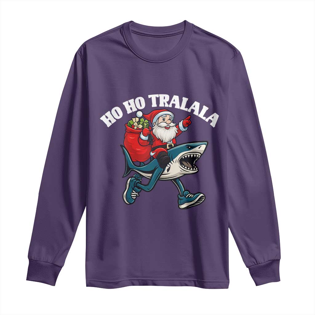 Tralalero Tralala Christmas Meme Long Sleeve Shirt Santa Xmas Ho Ho Ho TS14 Purple Print Your Wear