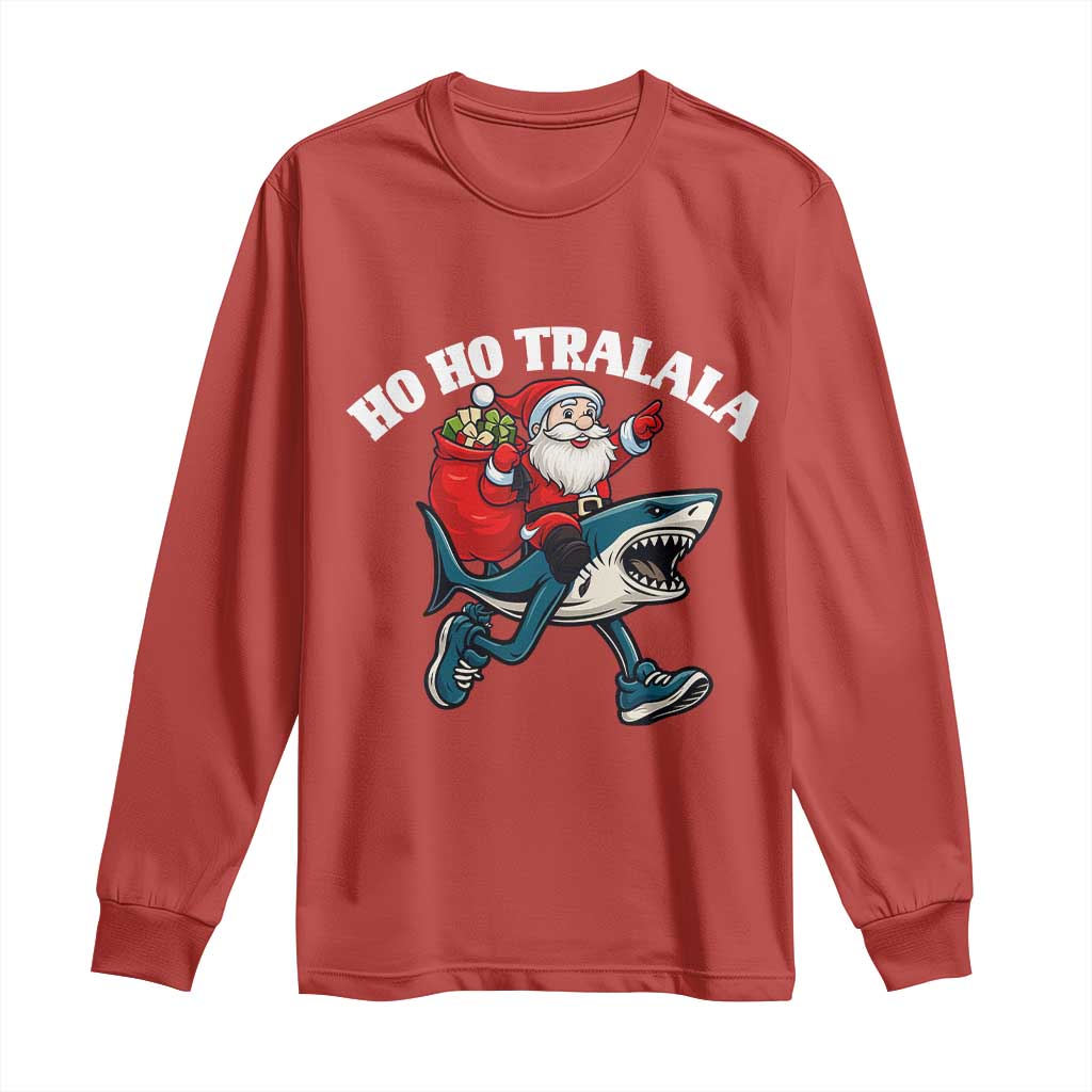 Tralalero Tralala Christmas Meme Long Sleeve Shirt Santa Xmas Ho Ho Ho TS14 Red Print Your Wear