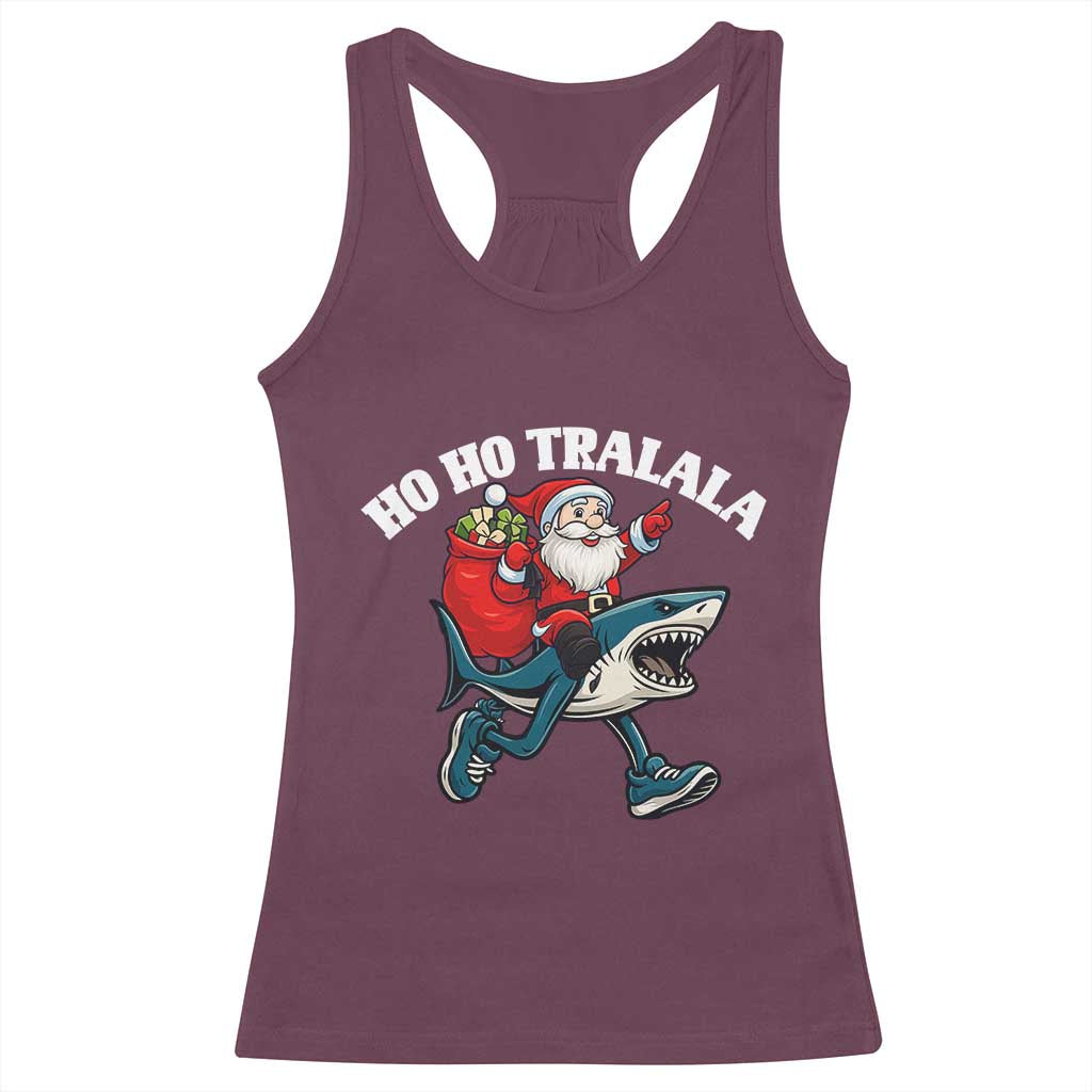 Tralalero Tralala Christmas Meme Racerback Tank Top Santa Xmas Ho Ho Ho TS14 Maroon Print Your Wear
