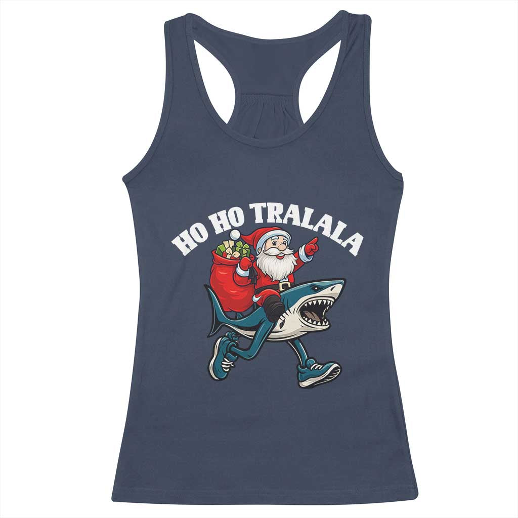 Tralalero Tralala Christmas Meme Racerback Tank Top Santa Xmas Ho Ho Ho TS14 Navy Print Your Wear