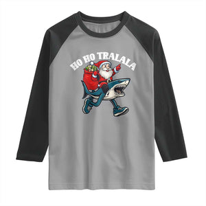 Tralalero Tralala Christmas Meme Raglan Shirt Santa Xmas Ho Ho Ho TS14 Sport Gray Black Print Your Wear