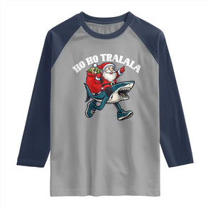Tralalero Tralala Christmas Meme Raglan Shirt Santa Xmas Ho Ho Ho TS14 Sport Gray Navy Print Your Wear