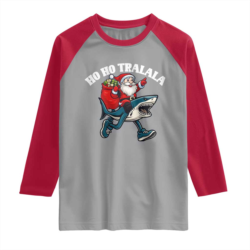 Tralalero Tralala Christmas Meme Raglan Shirt Santa Xmas Ho Ho Ho TS14 Sport Gray Red Print Your Wear