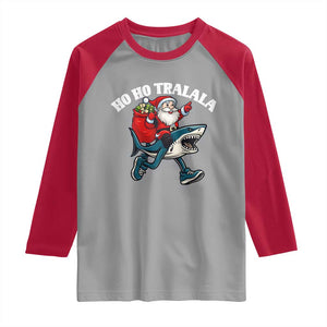 Tralalero Tralala Christmas Meme Raglan Shirt Santa Xmas Ho Ho Ho TS14 Sport Gray Red Print Your Wear