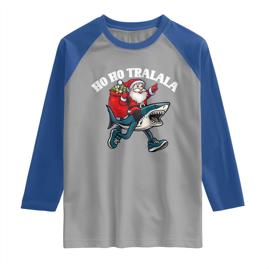 Tralalero Tralala Christmas Meme Raglan Shirt Santa Xmas Ho Ho Ho TS14 Sport Gray Royal Print Your Wear
