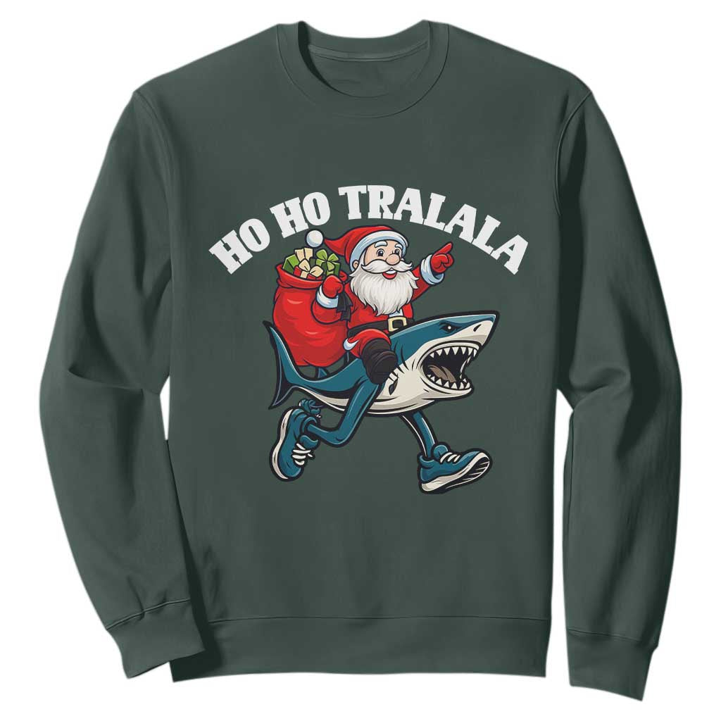 Tralalero Tralala Christmas Meme Sweatshirt Santa Xmas Ho Ho Ho TS14 Dark Forest Green Print Your Wear