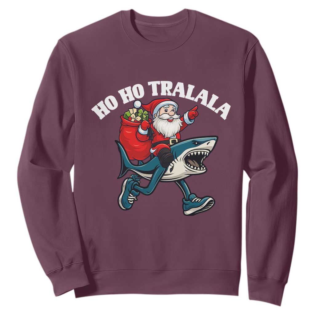 Tralalero Tralala Christmas Meme Sweatshirt Santa Xmas Ho Ho Ho TS14 Maroon Print Your Wear